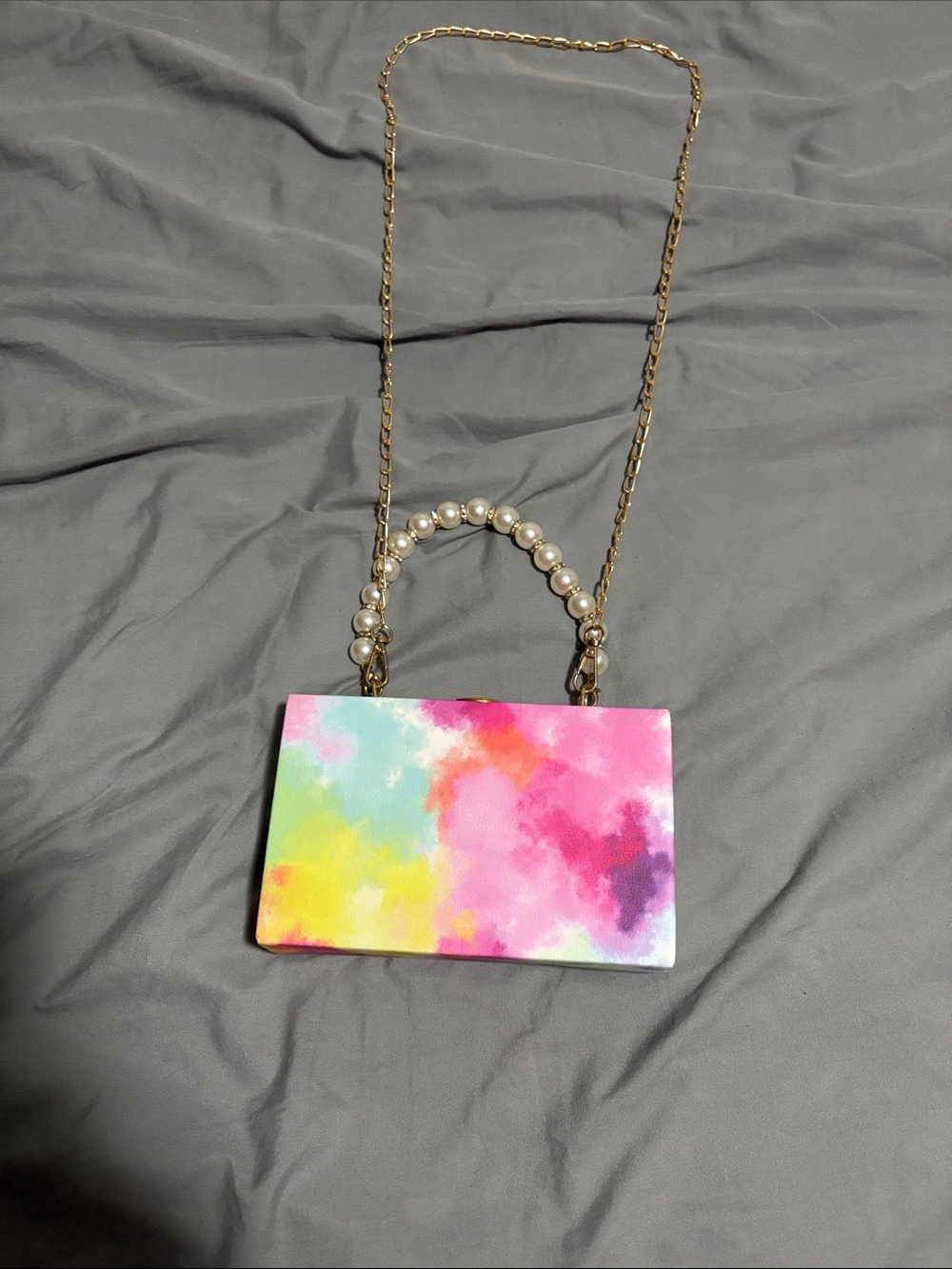 SHEIN Multicolor Watercolor Pearl-Handle Crossbody Bag